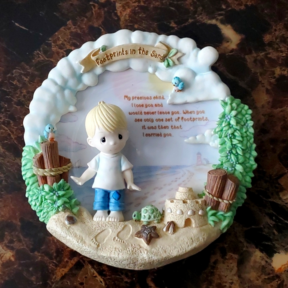 Prescious Moments Footprints In The Sand hand numbered limited edition plate